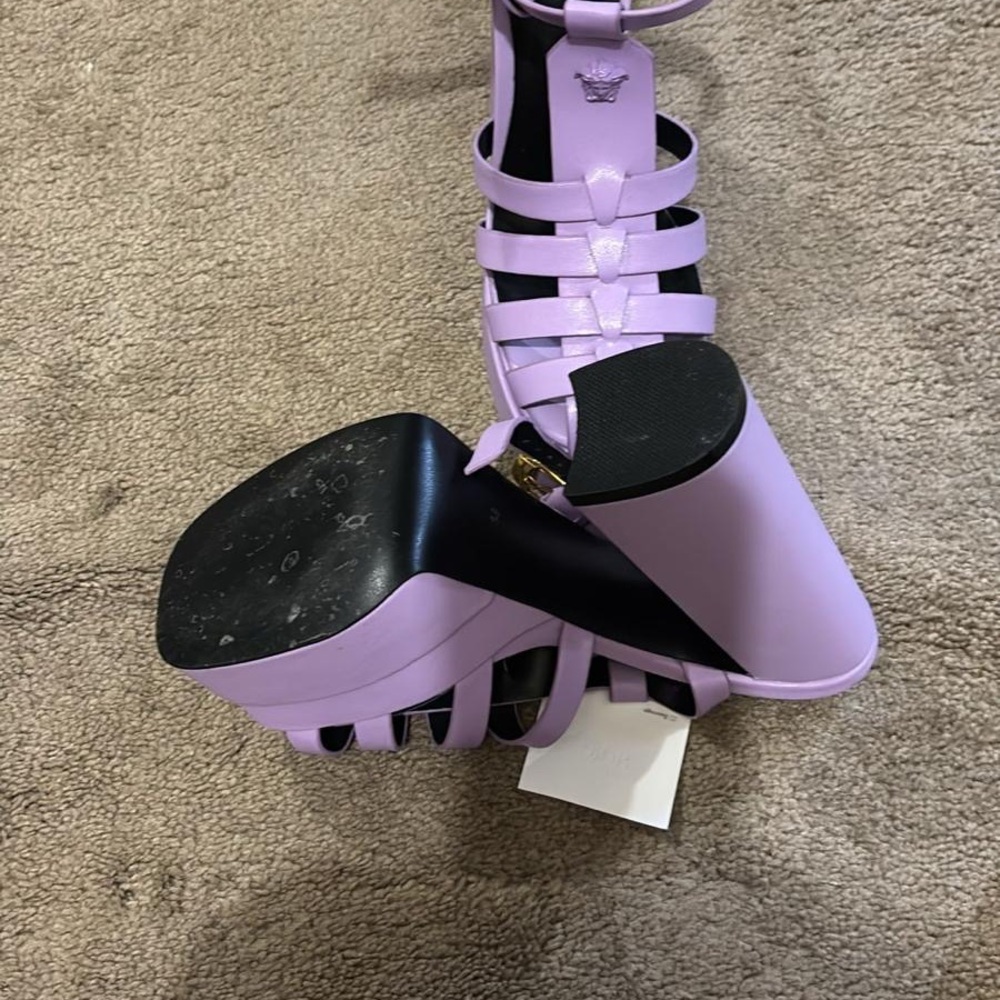 Purple Strappy Platform Heels